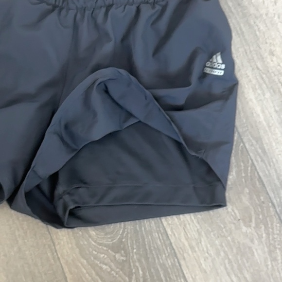 Adidas Women's Black Running Shorts - Dual Layer - Sz. S - Grey/ Navy - Picture 4 of 6